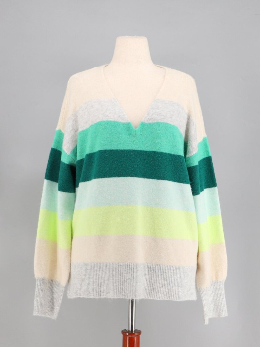 LOFT Striped Relaxed V-neck Sweater Size XL